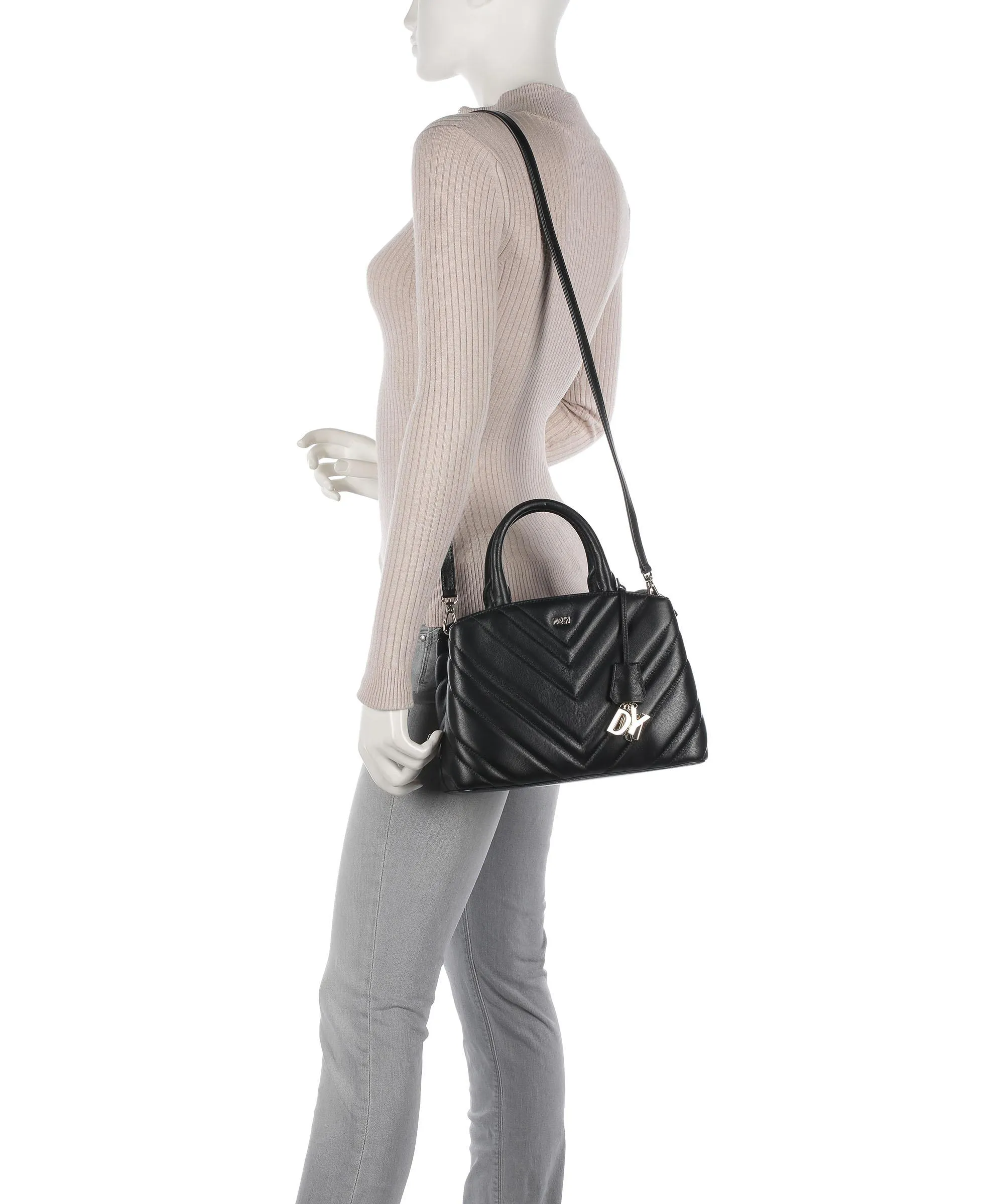  DKNY Madison Borsa a mano cuoio di agnello nero  