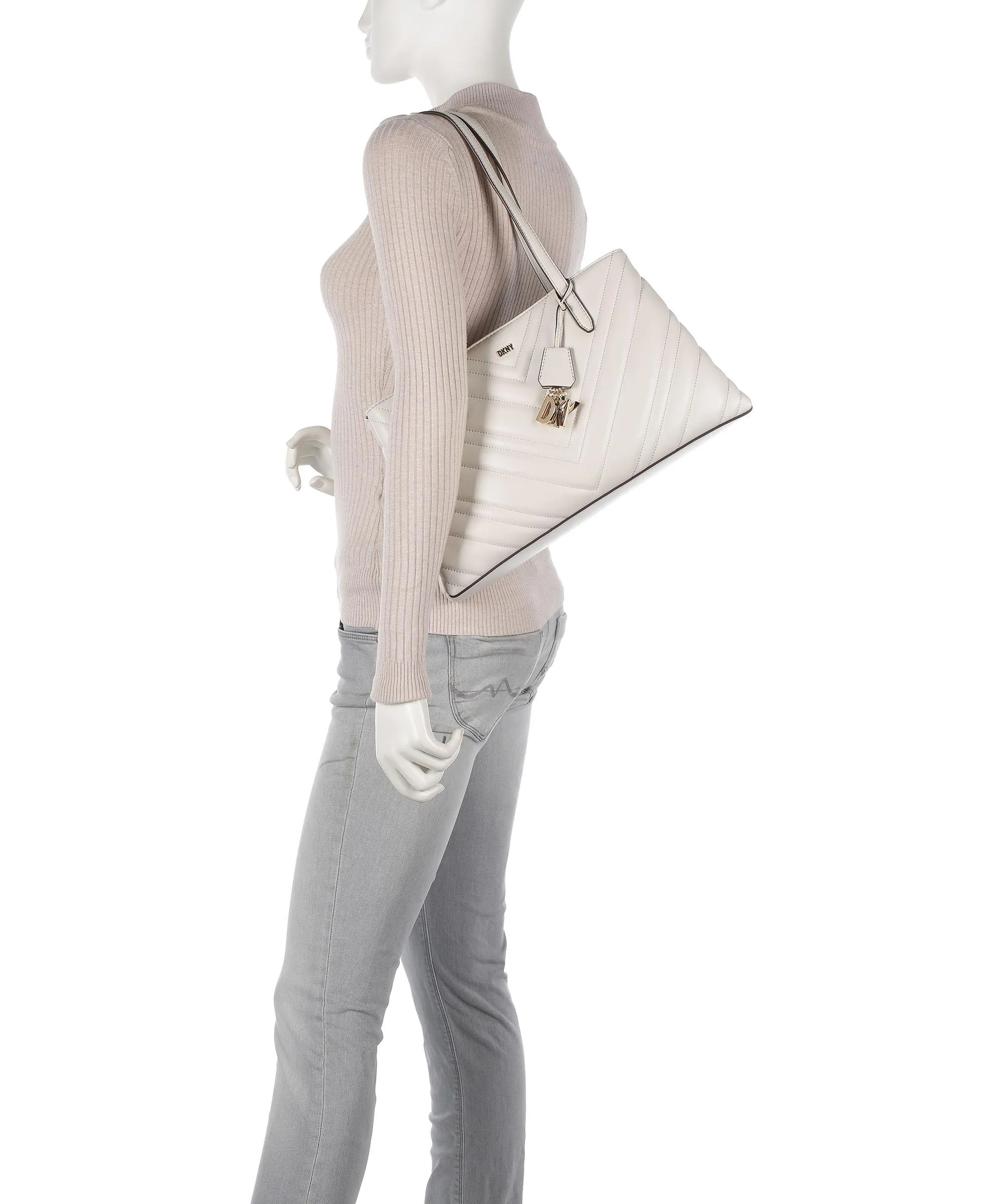  DKNY Madison Borsa shopper cuoio di agnello avorio  