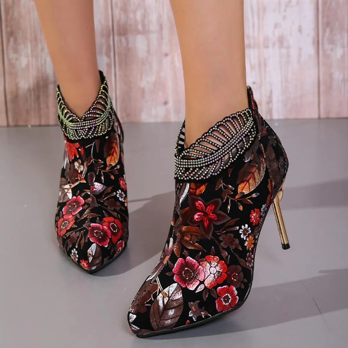 Donna Inverno Tacchi alti Stivali Chelsea Tacchi a spillo Scarpe alla caviglia Abito moda Décolleté con punta a punta Nuova tend