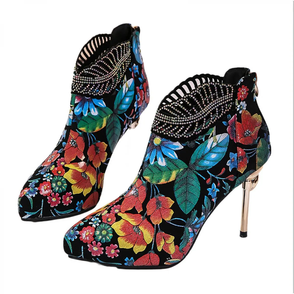 Donna Inverno Tacchi alti Stivali Chelsea Tacchi a spillo Scarpe alla caviglia Abito moda Décolleté con punta a punta Nuova tend