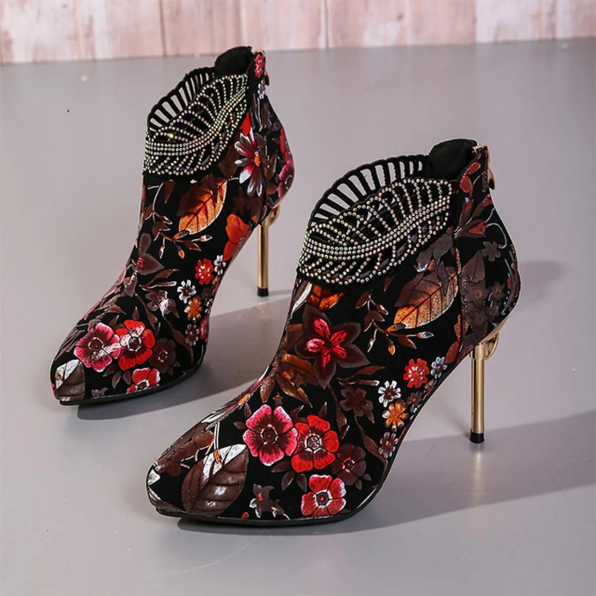 Donna Inverno Tacchi alti Stivali Chelsea Tacchi a spillo Scarpe alla caviglia Abito moda Décolleté con punta a punta Nuova tend