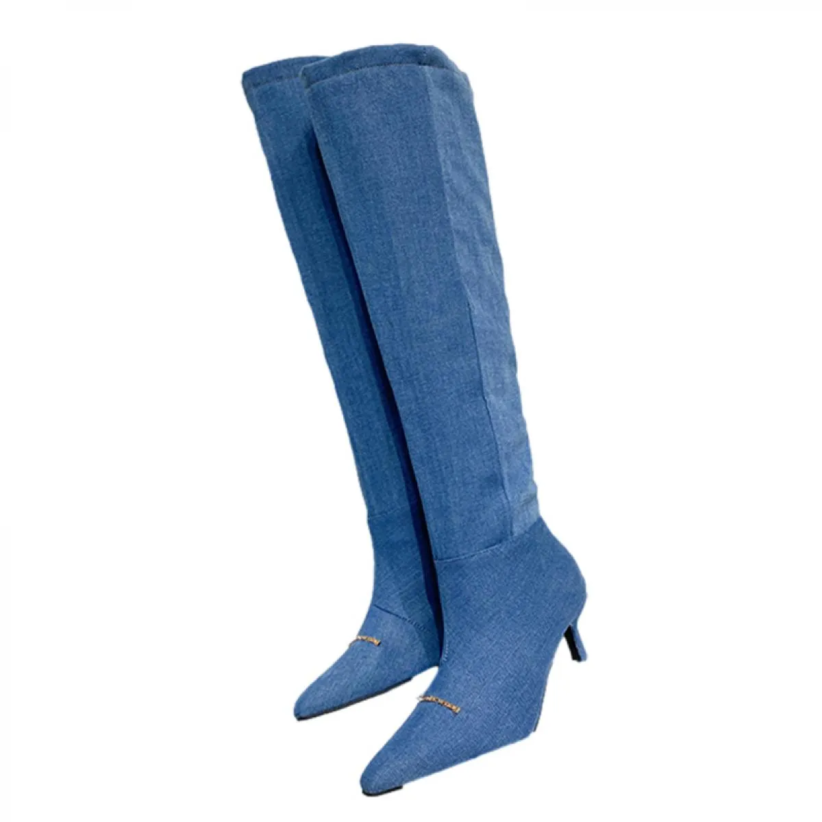 Donne Alti Al Ginocchio Tacchi A Spillo Stivali Chelsea Tacco Medio Scarpe Da Cowboy Inverno Nuovo 2023 Décolleté A Punta Delle