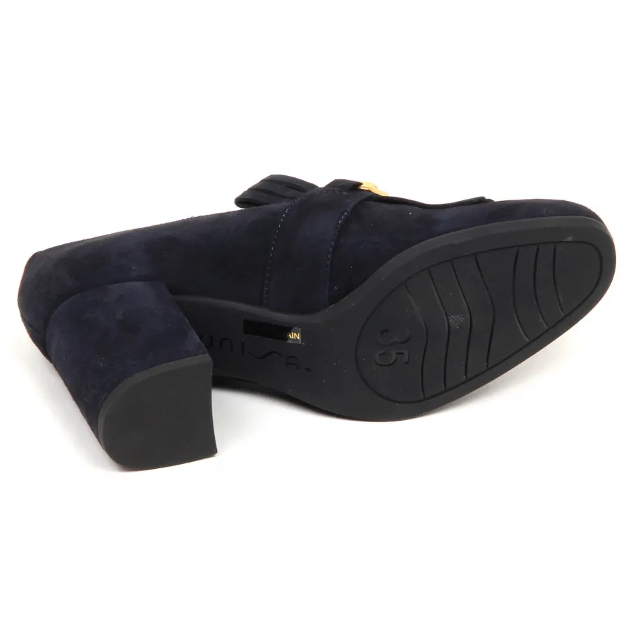 E6478 decollete donna blu UNISA OLIMPO scarpe frange suede shoe woman