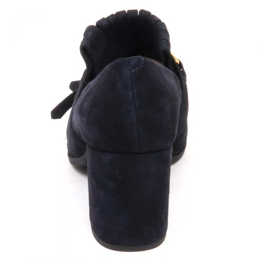 E6478 decollete donna blu UNISA OLIMPO scarpe frange suede shoe woman