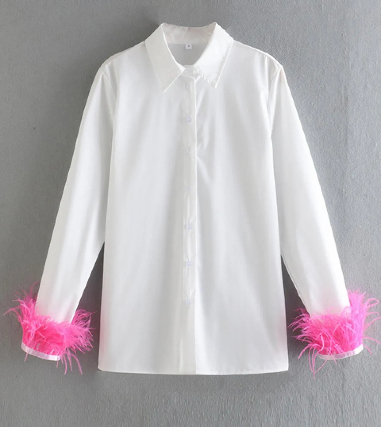 Elegant Feathers Long Sleeve Shirt Casual Turn Down Collar Buttons Blouse Women Solid Chic Tops Streetwear Tunics Clothi