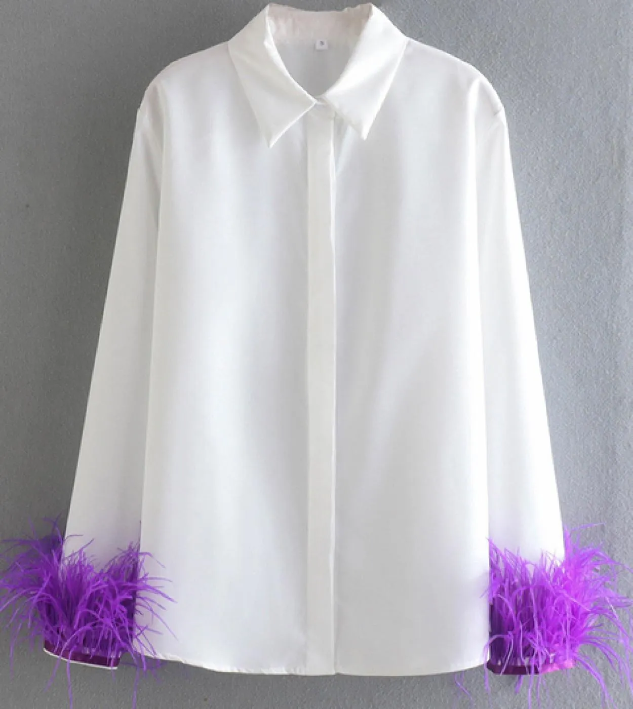 Elegant Feathers Long Sleeve Shirt Casual Turn Down Collar Buttons Blouse Women Solid Chic Tops Streetwear Tunics Clothi
