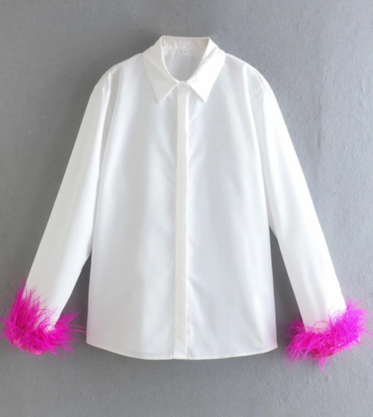 Elegant Feathers Long Sleeve Shirt Casual Turn Down Collar Buttons Blouse Women Solid Chic Tops Streetwear Tunics Clothi