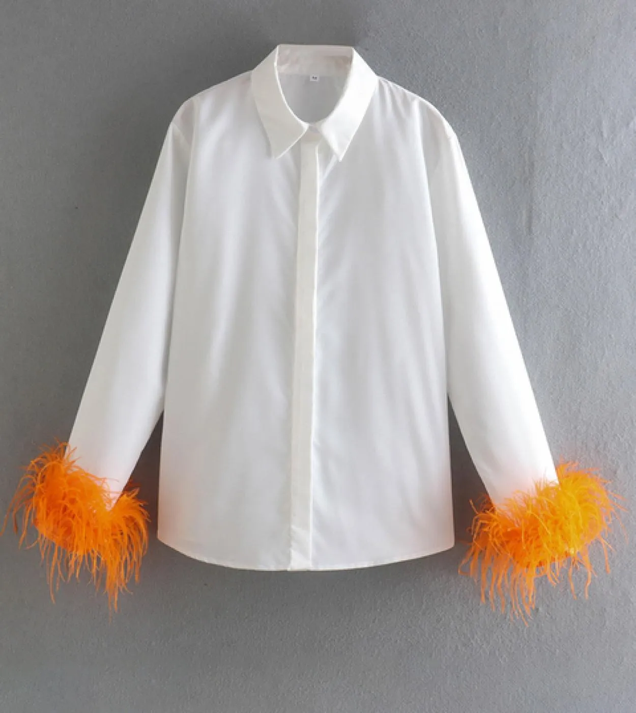 Elegant Feathers Long Sleeve Shirt Casual Turn Down Collar Buttons Blouse Women Solid Chic Tops Streetwear Tunics Clothi