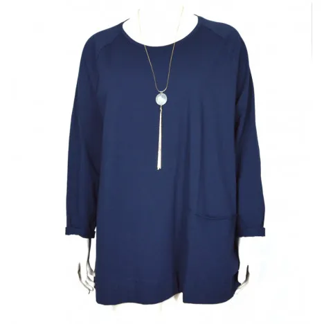 ELENA MIRO' maglia donna girocollo blu fantasia taglie comode