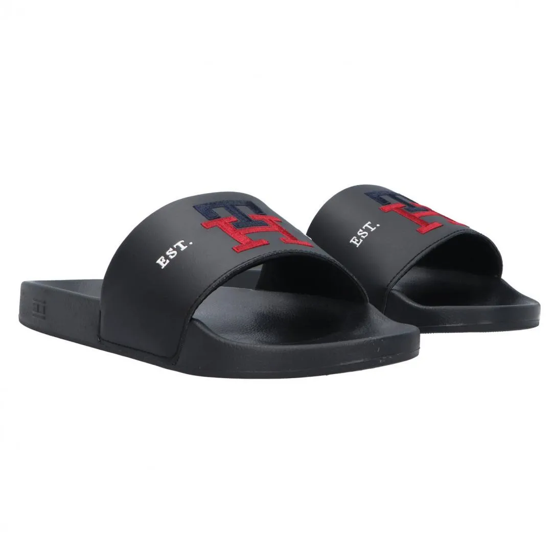 Embrodery pool slide Nero