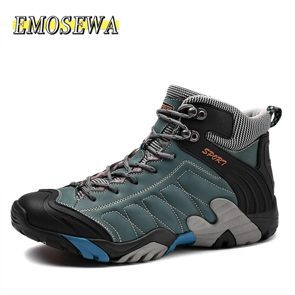 Emosewa Stivali da neve invernali da uomo Sneakers in pelle impermeabili Stivali da uomo super caldi Stivali da trekking maschil