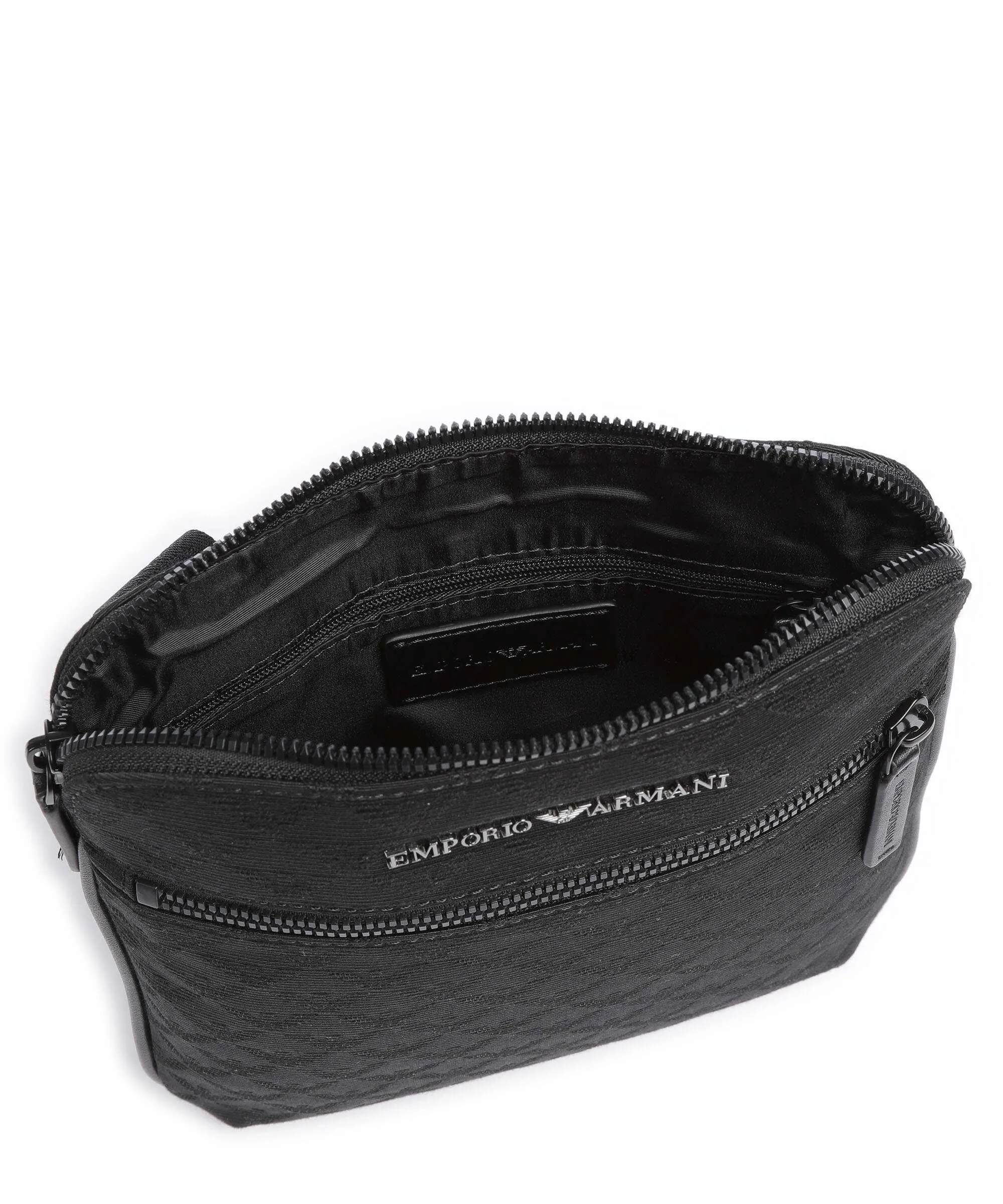  Emporio Armani Omnia Jacquard Borsa a tracolla poliestere, cotone nero  
