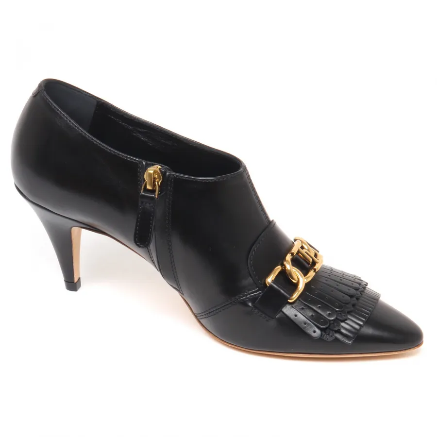 F6512 decollete donna black TOD’S scarpe frangia catena shoe woman