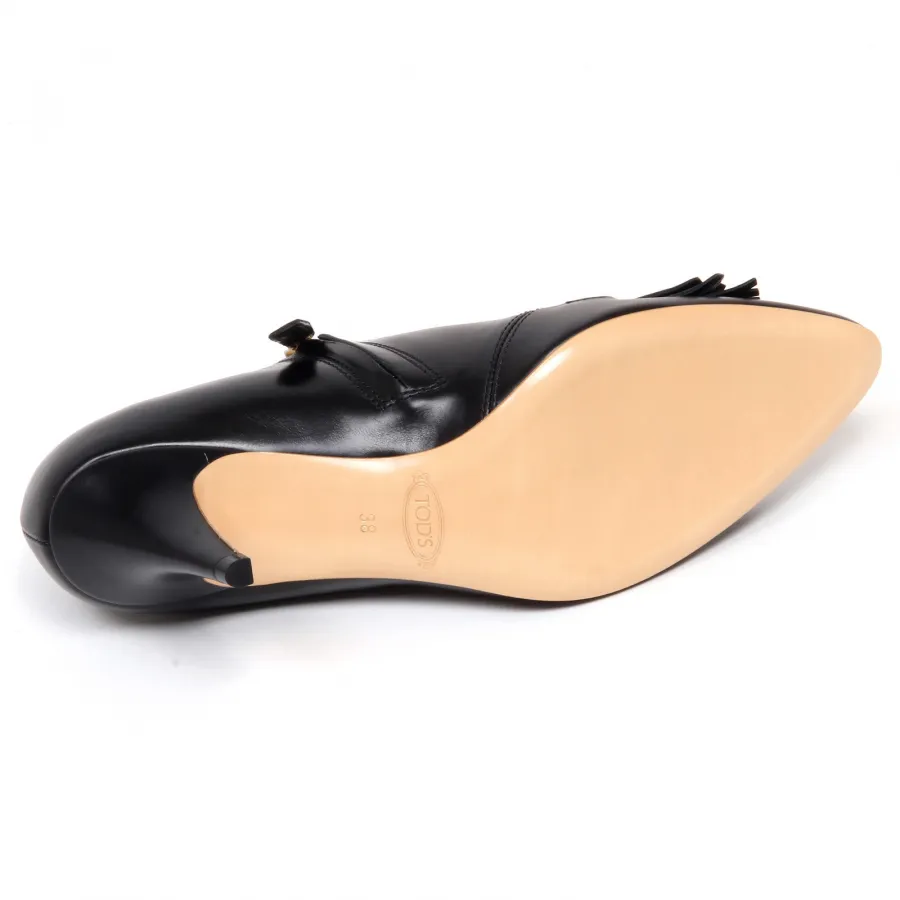 F6512 decollete donna black TOD’S scarpe frangia catena shoe woman