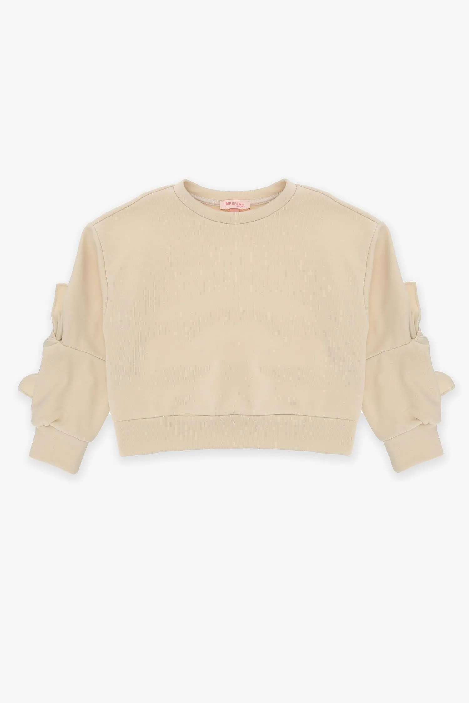  Felpa monocolour bambina con dettaglio fiocco     