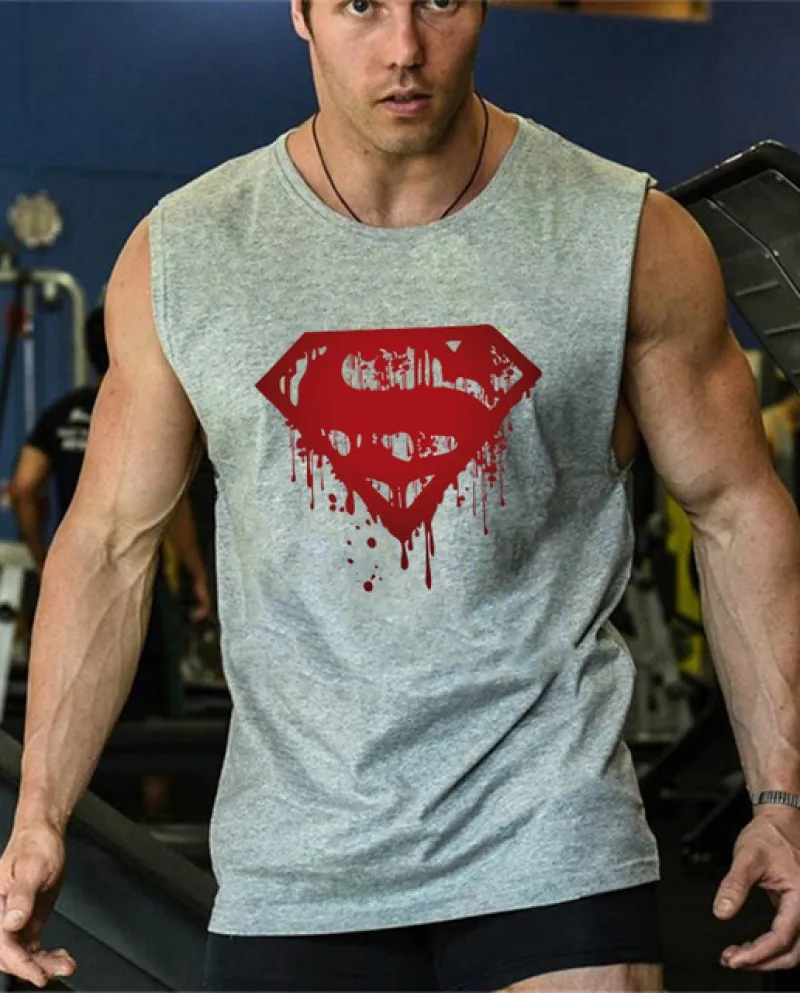 Fitness Canotta da uomo Bodybuilding Stringers Canotte Canotta Marca Abbigliamento da palestra Camicia senza maniche in cotone M