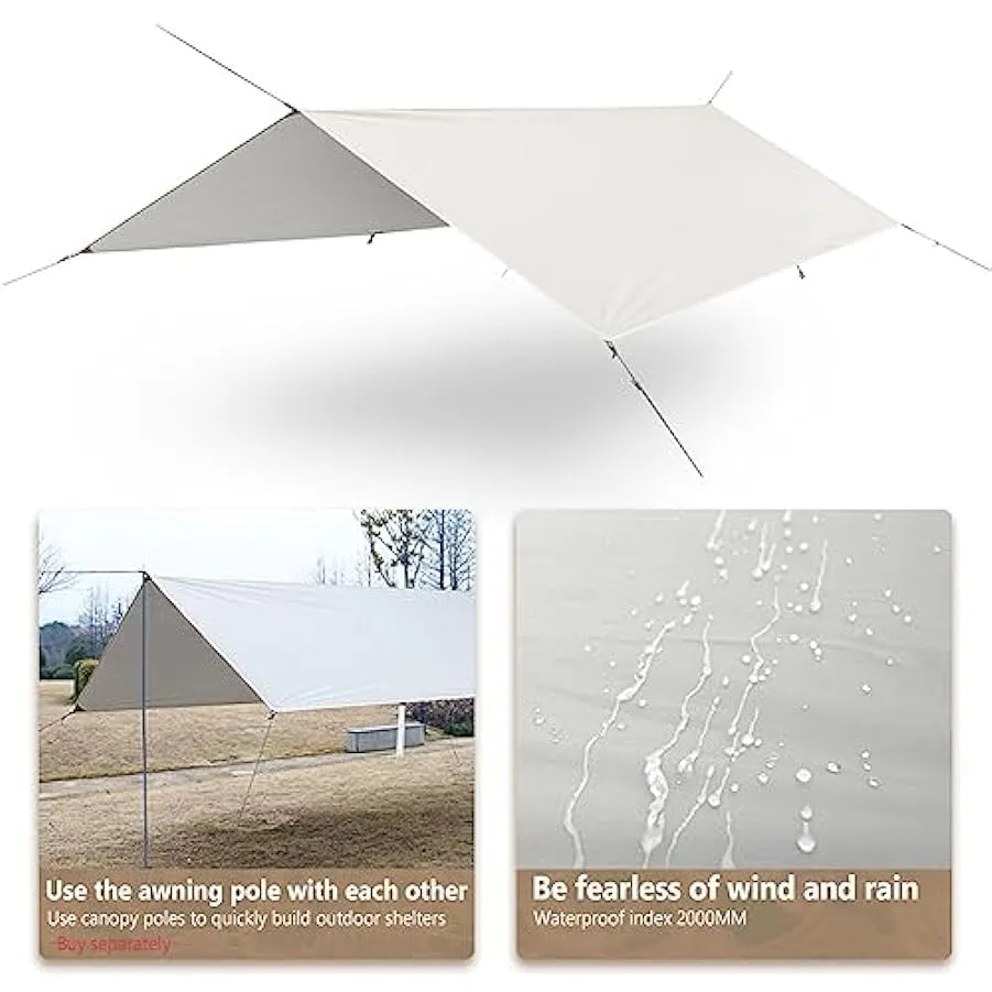 Ftchoice Tenda da campeggio Tarm Amaca impermeabile telo antipioggia all’aperto spiaggia leggero tenda Tarp per pesca campeggio 