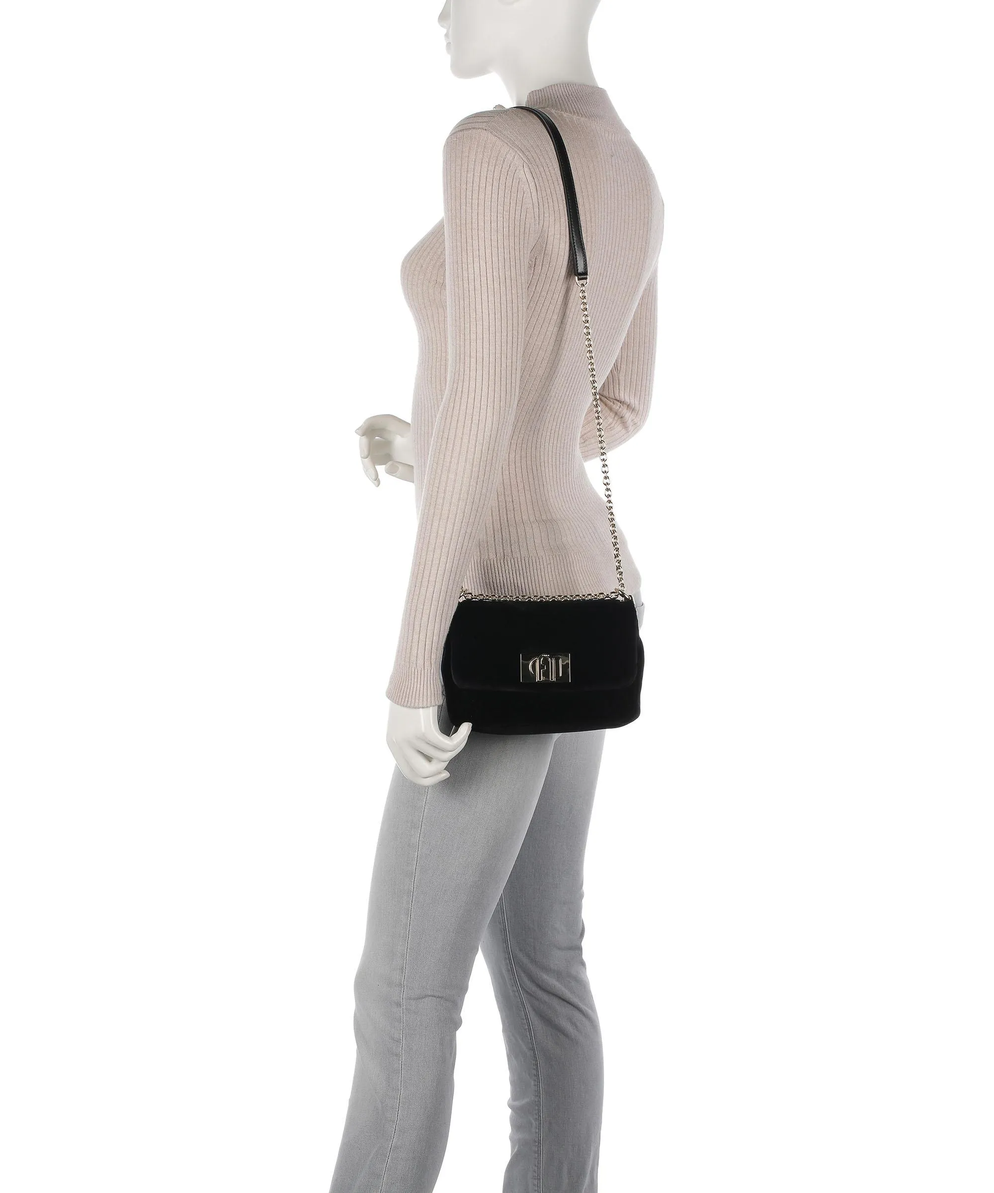  Furla 1927 Mini Borsa a spalla velluti nero  
