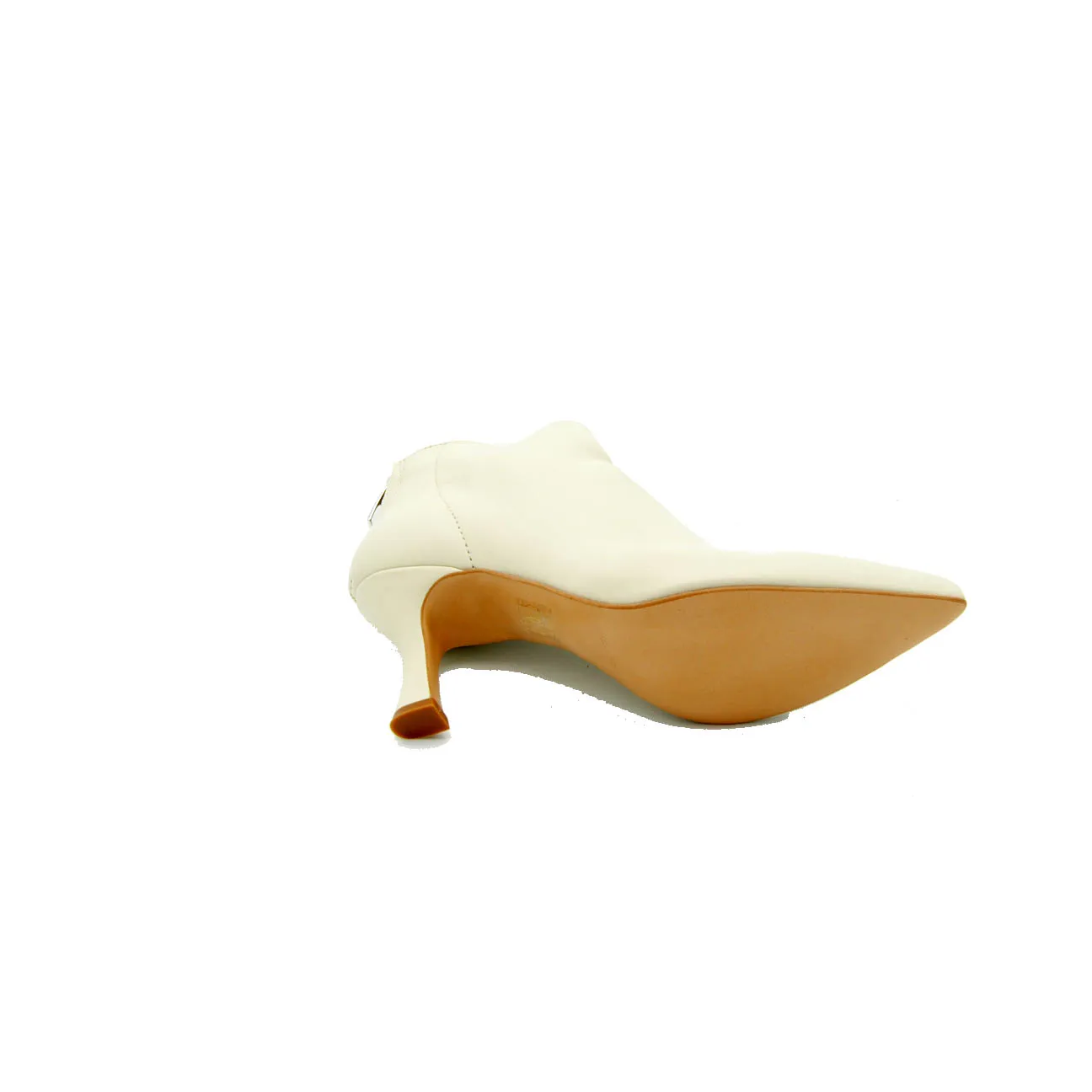 Gaia Pellizzari  Stivaletto in pelle morbida con tacco rocchetto col. Off-White