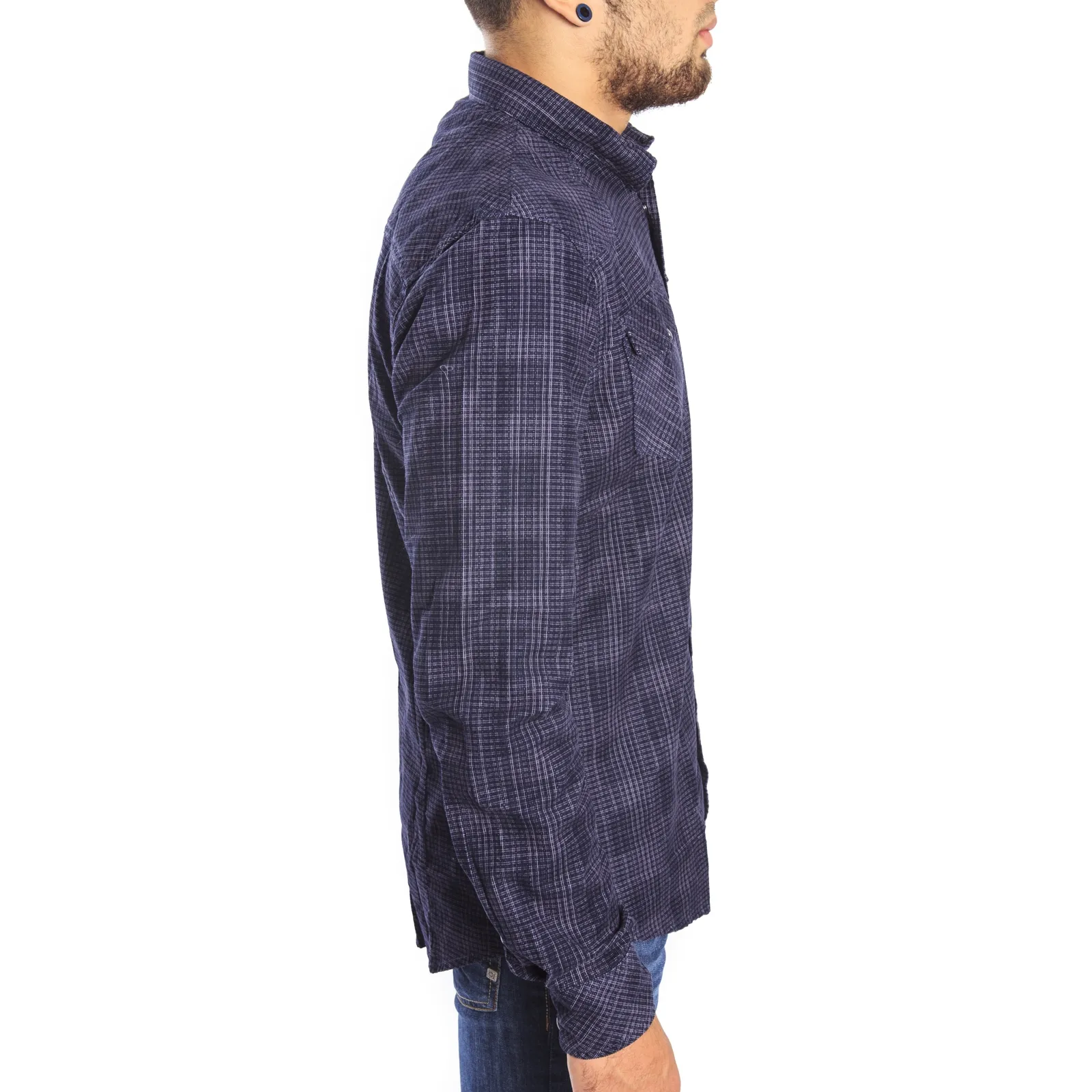 Gaudi Jeans - camicia a quadretti blu in cotone invernale 52bu42099