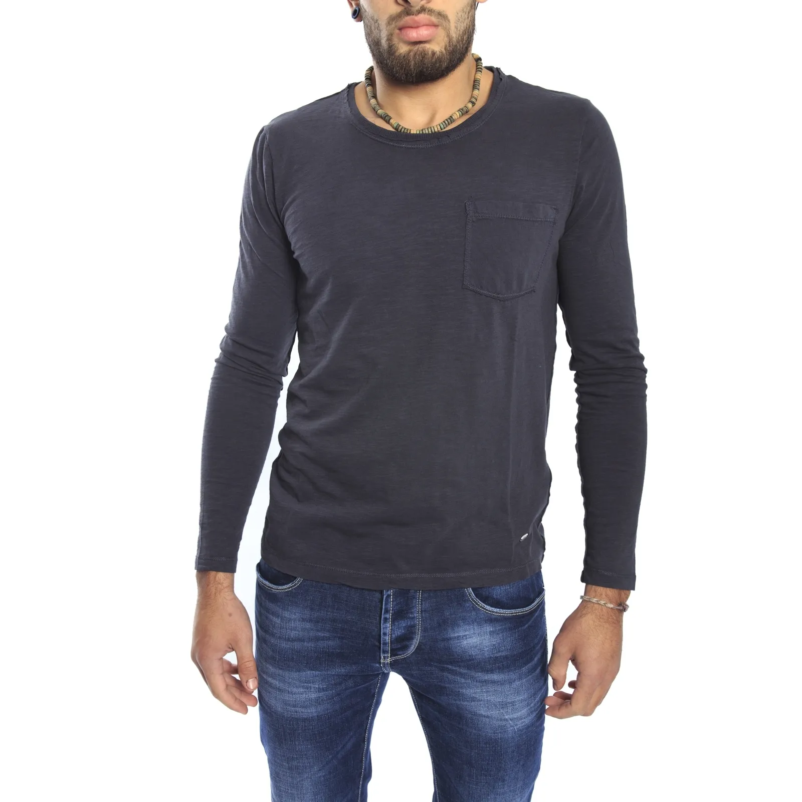 Gaudi Jeans - Maglia girocollo con taschino DARK GREY 52bu67186