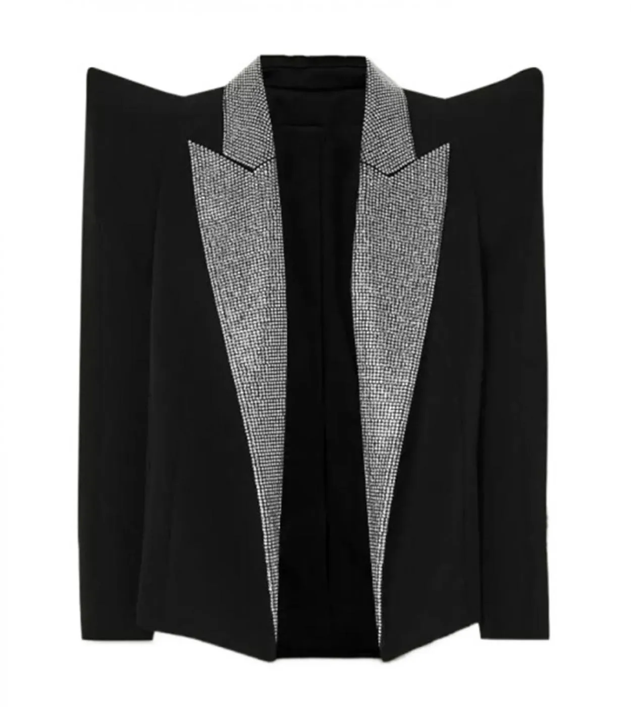 Giacca blazer nera Giacca da donna con diamanti Giacca da donna nera con colletto