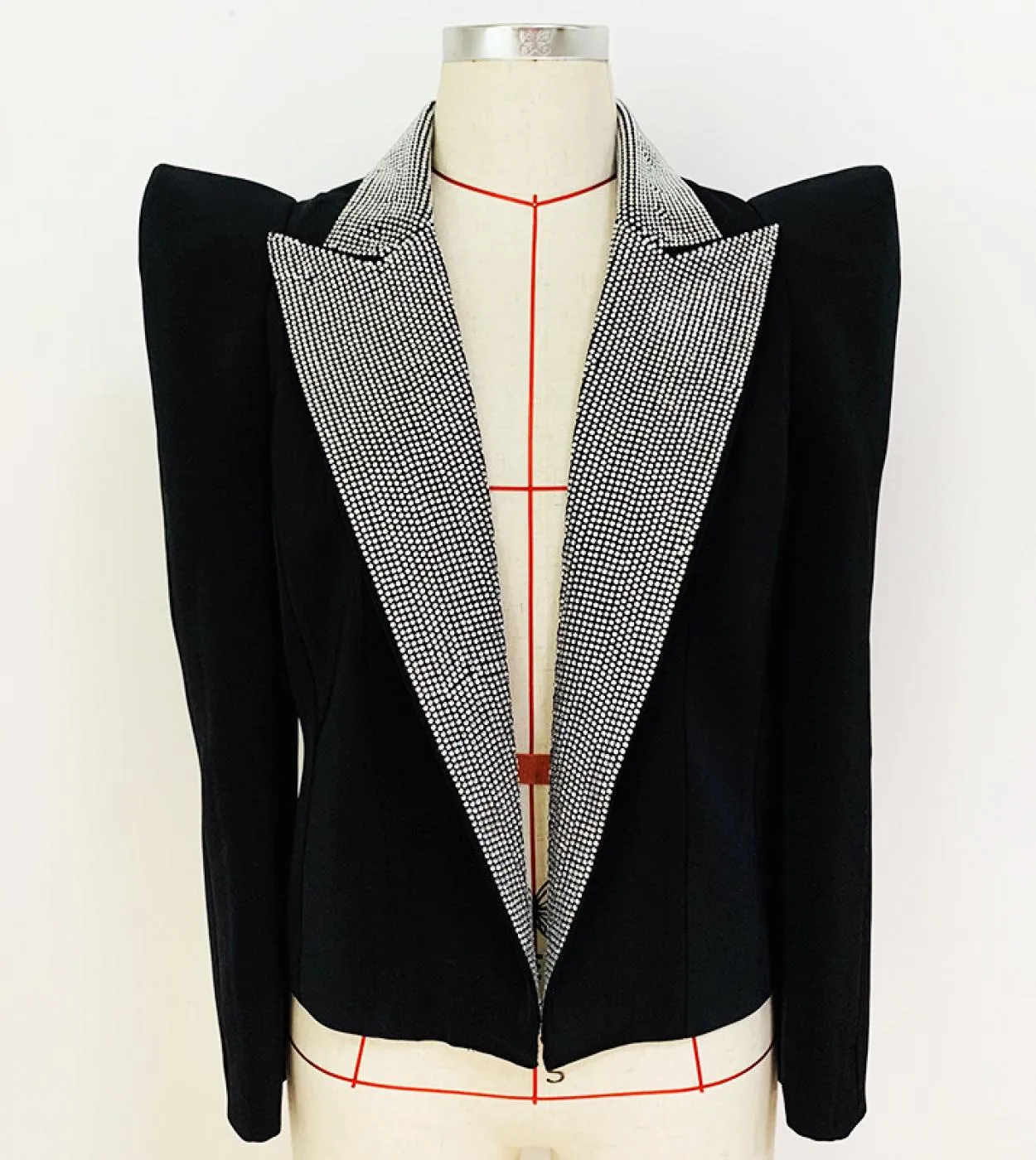 Giacca blazer nera Giacca da donna con diamanti Giacca da donna nera con colletto