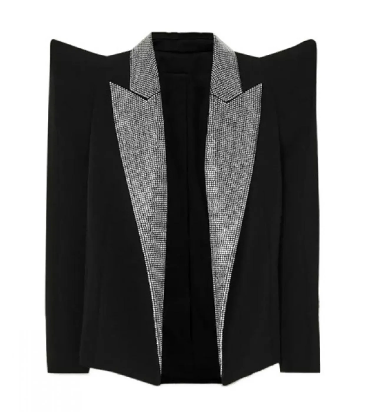 Giacca blazer nera Giacca da donna con diamanti Giacca da donna nera con colletto