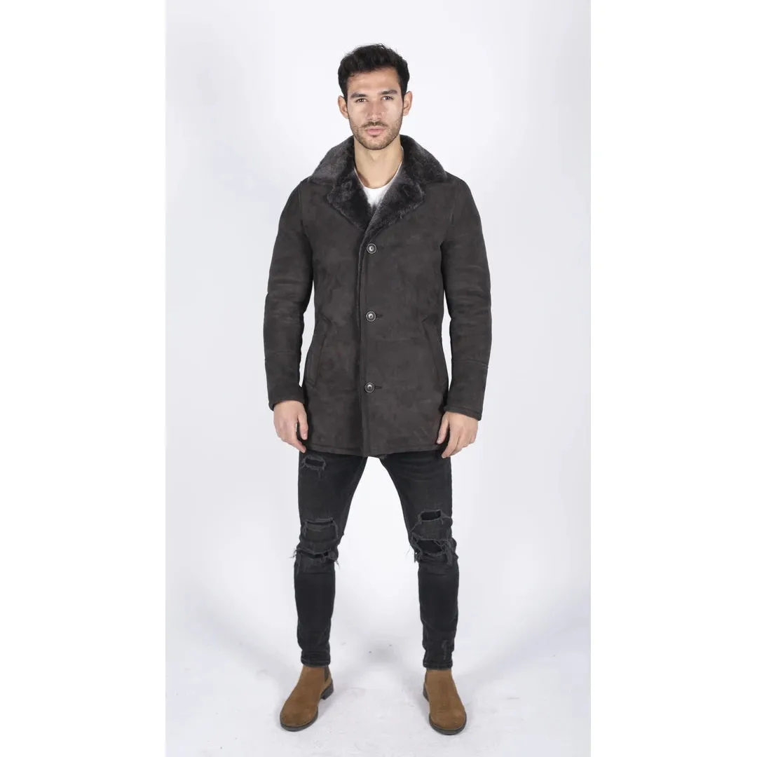 Giacca Classica da Uomo Cappotto Lungo con Bottoni e Collo V Retro Vintage