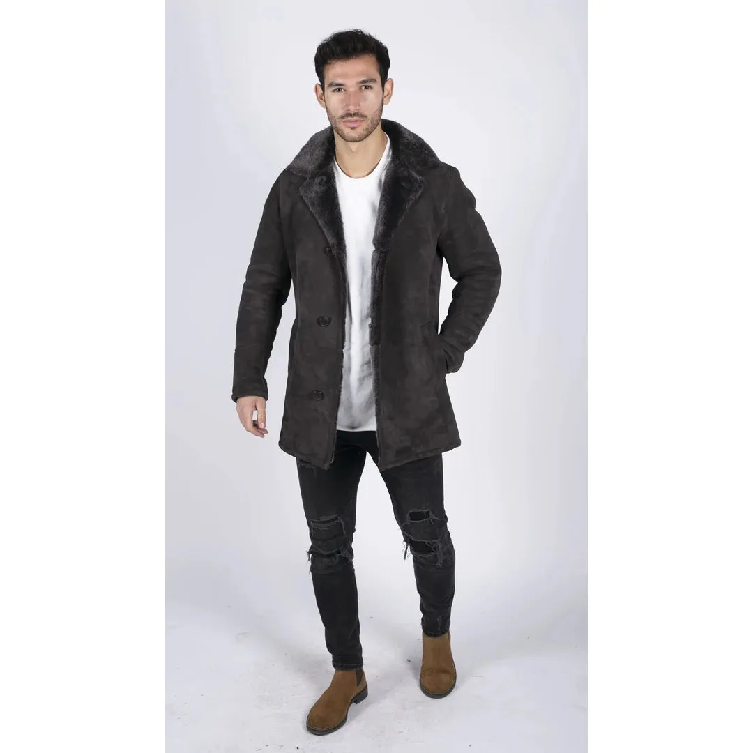 Giacca Classica da Uomo Cappotto Lungo con Bottoni e Collo V Retro Vintage