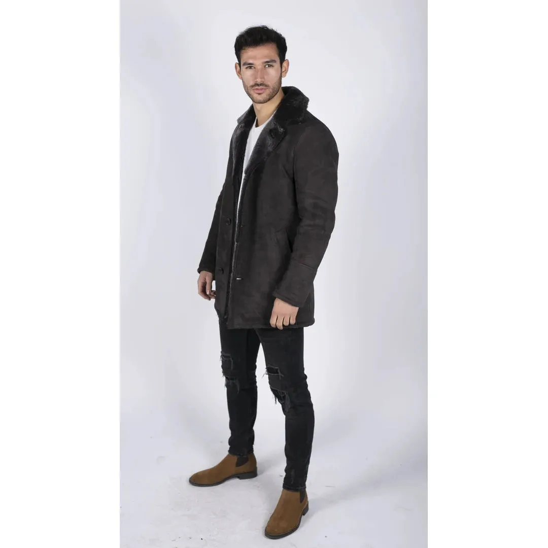 Giacca Classica da Uomo Cappotto Lungo con Bottoni e Collo V Retro Vintage