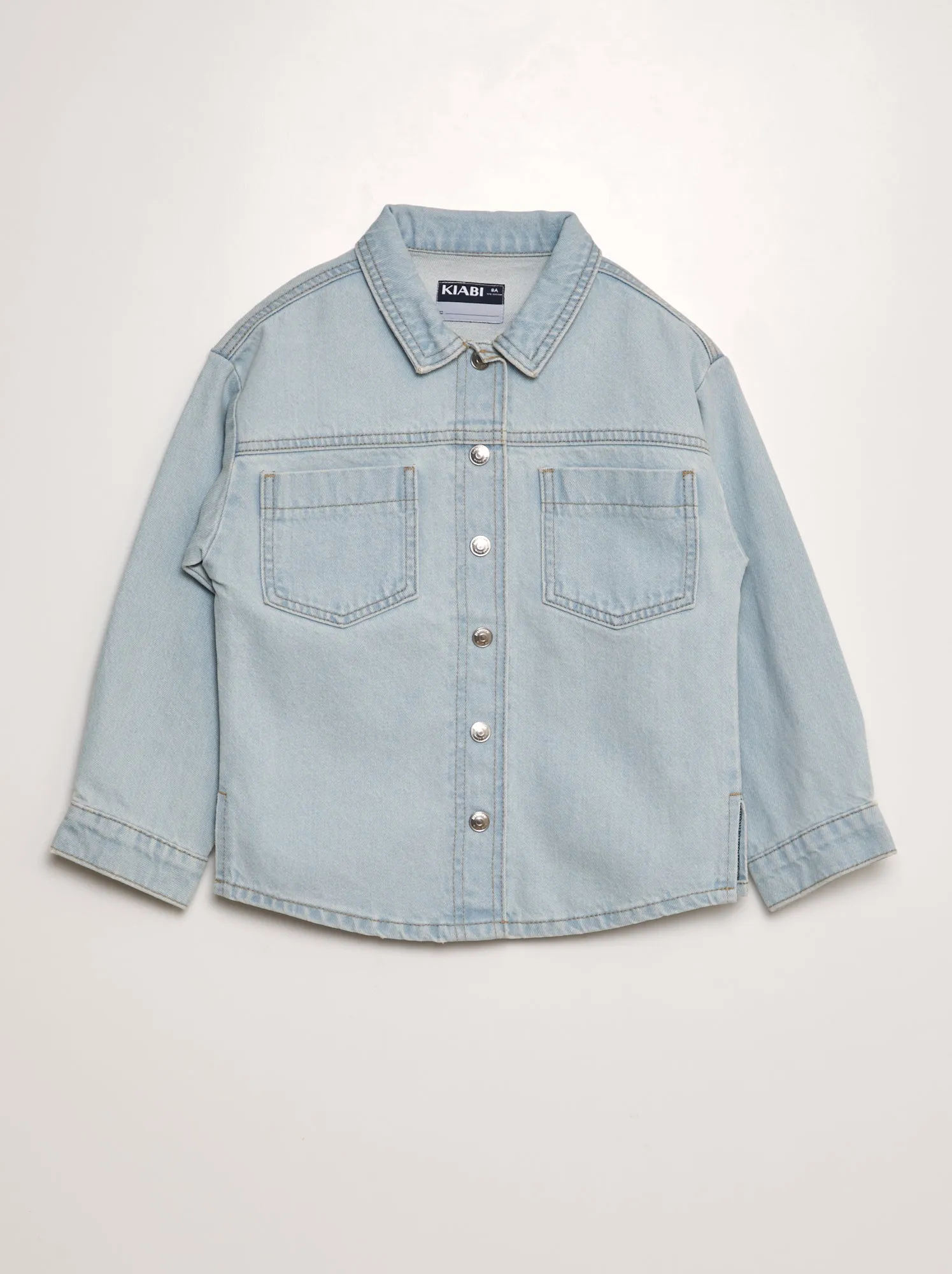 Giacca in jeans con bottoni a pressione - BLU