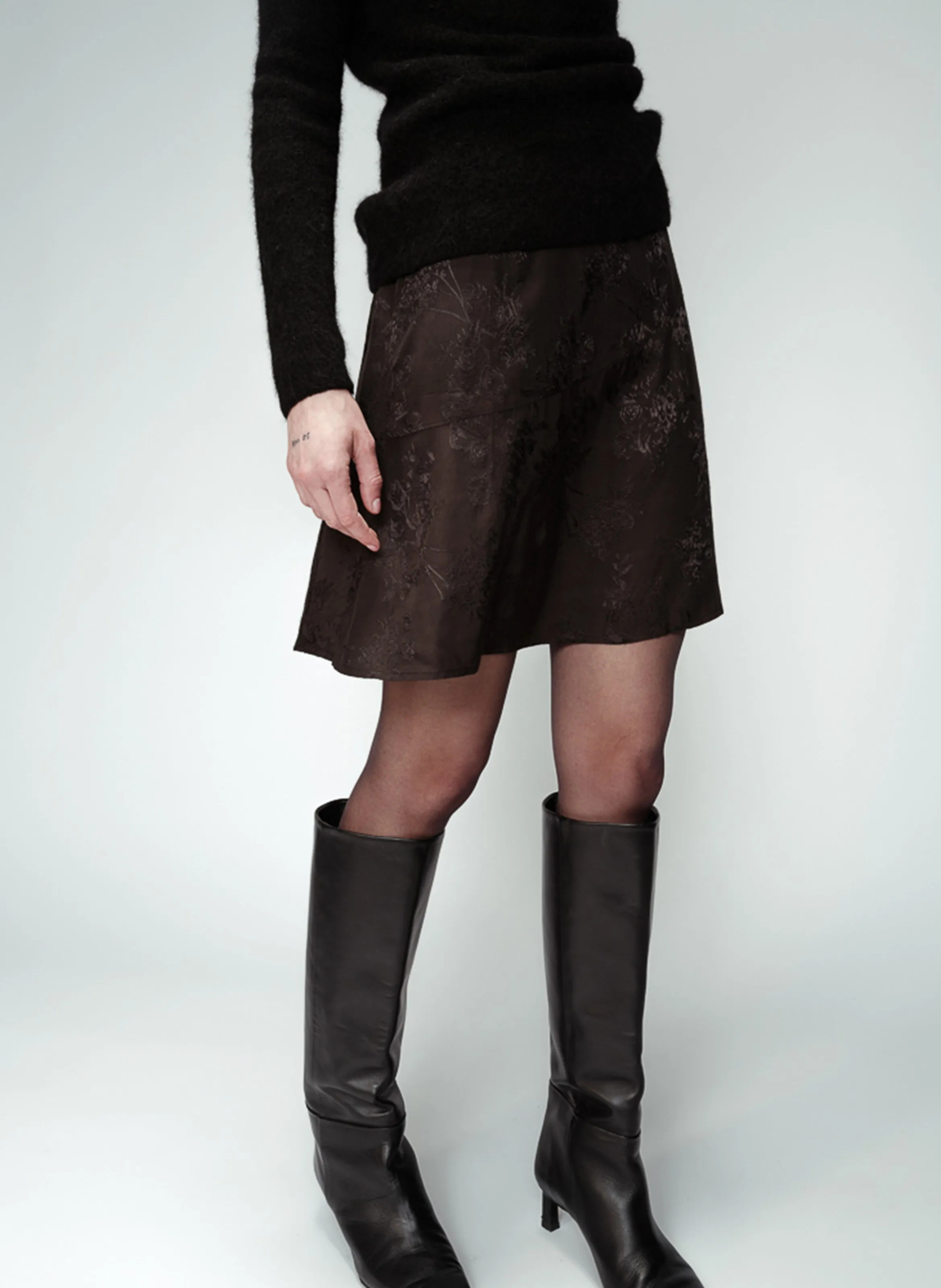  GRACE ET MILA   OPALE - Gonna corta in jacquard stampato | Nero
