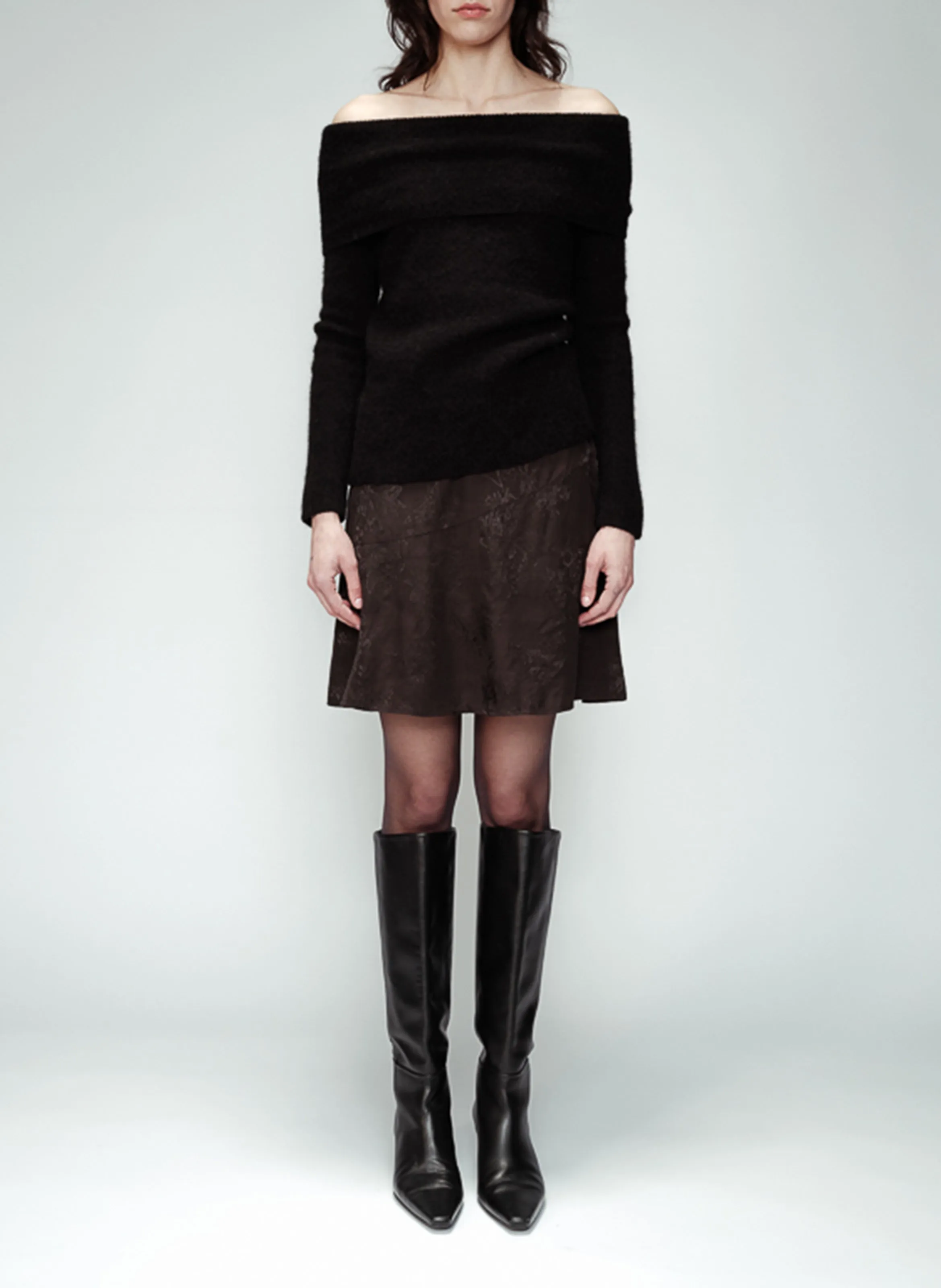  GRACE ET MILA   OPALE - Gonna corta in jacquard stampato | Nero