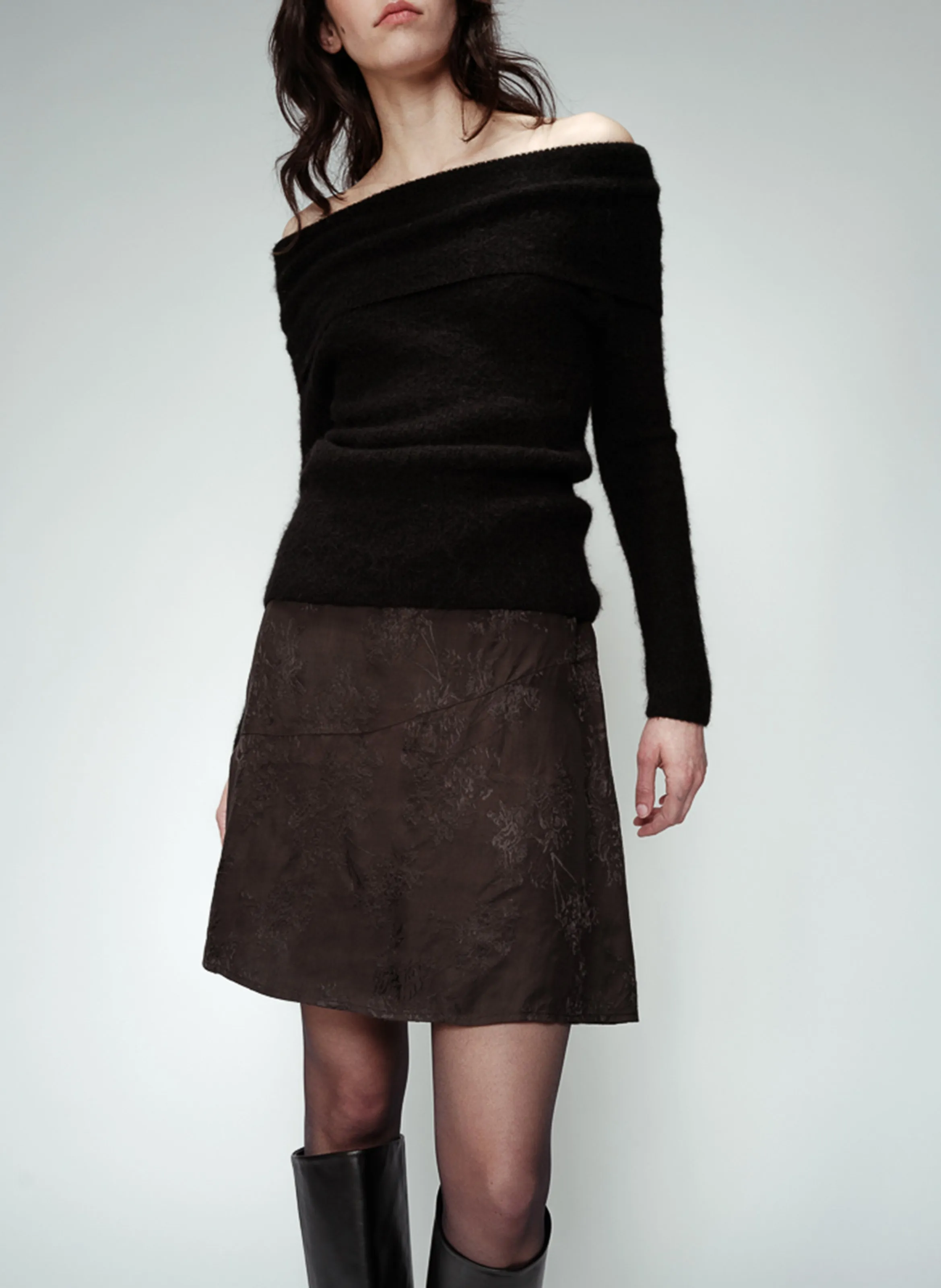  GRACE ET MILA   OPALE - Gonna corta in jacquard stampato | Nero