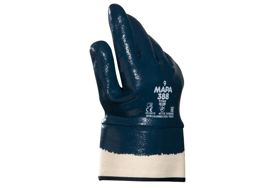 Guanti da lavoro Mapa Titan 388, Tg. 10, in Nitrile, col. Blu