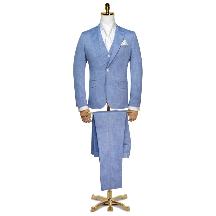 Henk ter Horst 3 pezzi costume da sposa effetto lino blu