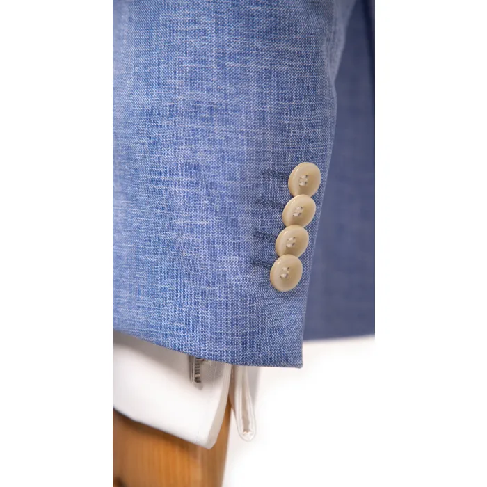 Henk ter Horst 3 pezzi costume da sposa effetto lino blu
