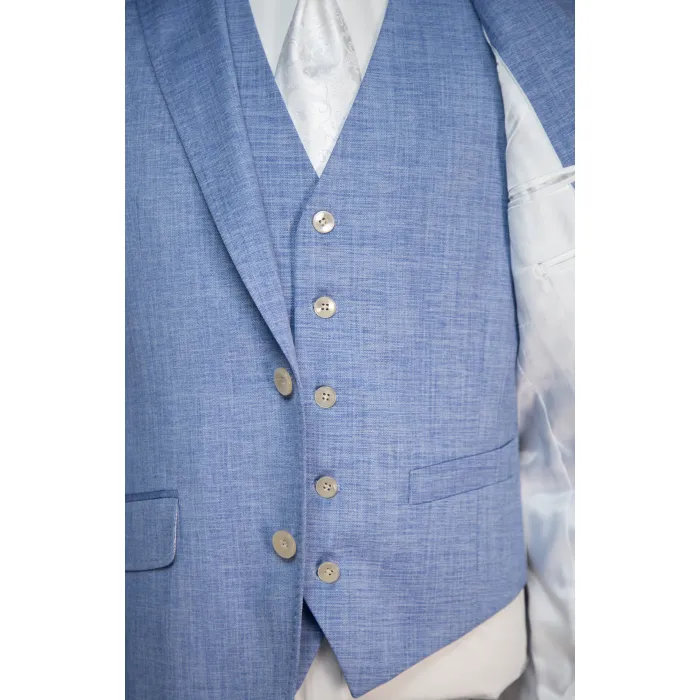 Henk ter Horst 3 pezzi costume da sposa effetto lino blu