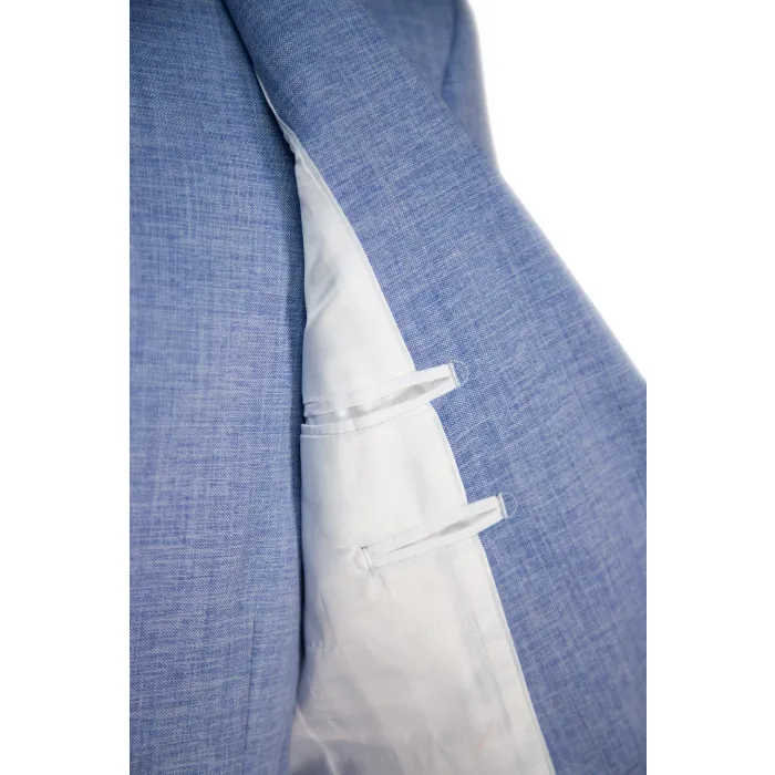 Henk ter Horst 3 pezzi costume da sposa effetto lino blu