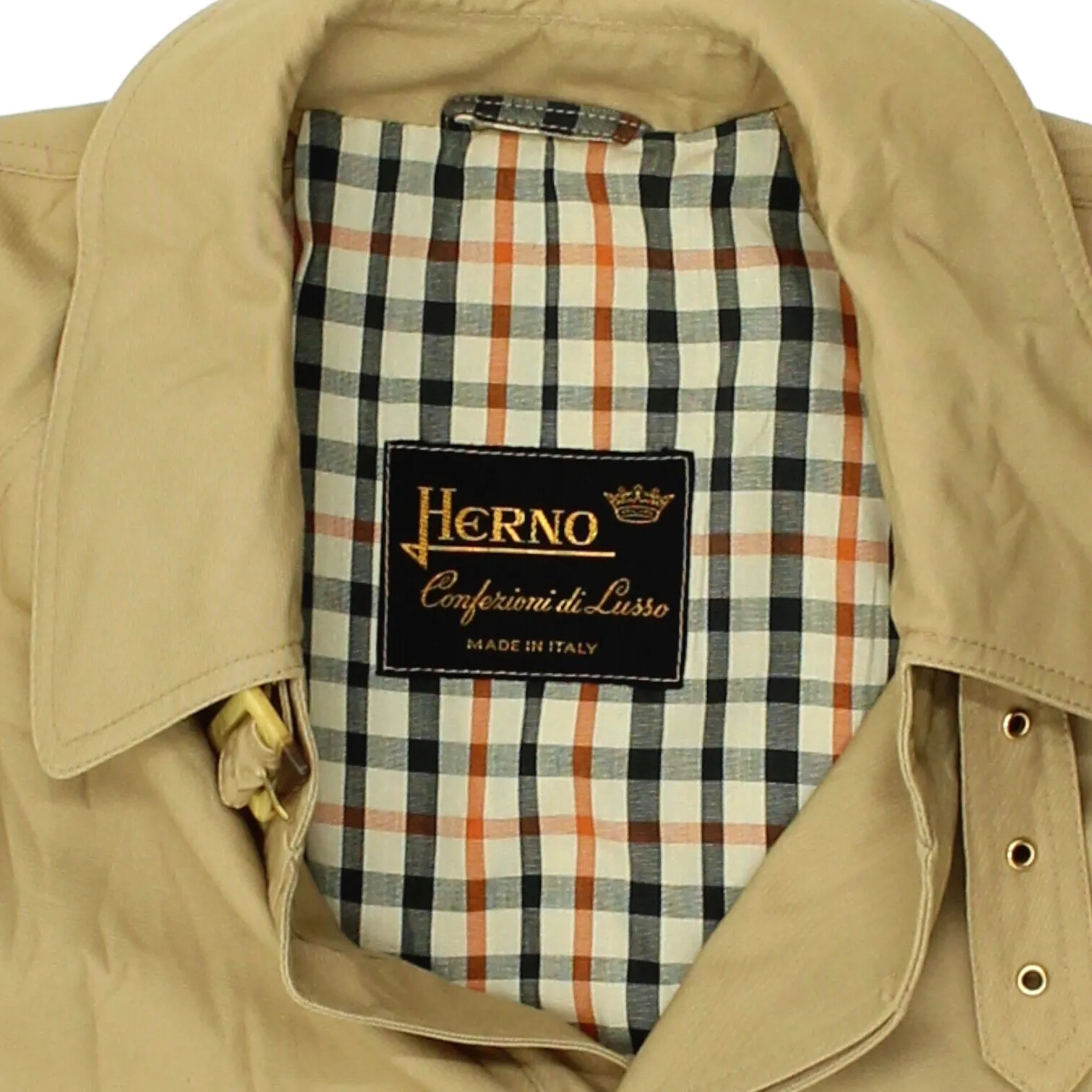 Herno Womens Long Beige Overcoat | Vintage High End Designer Trench Coat VTG