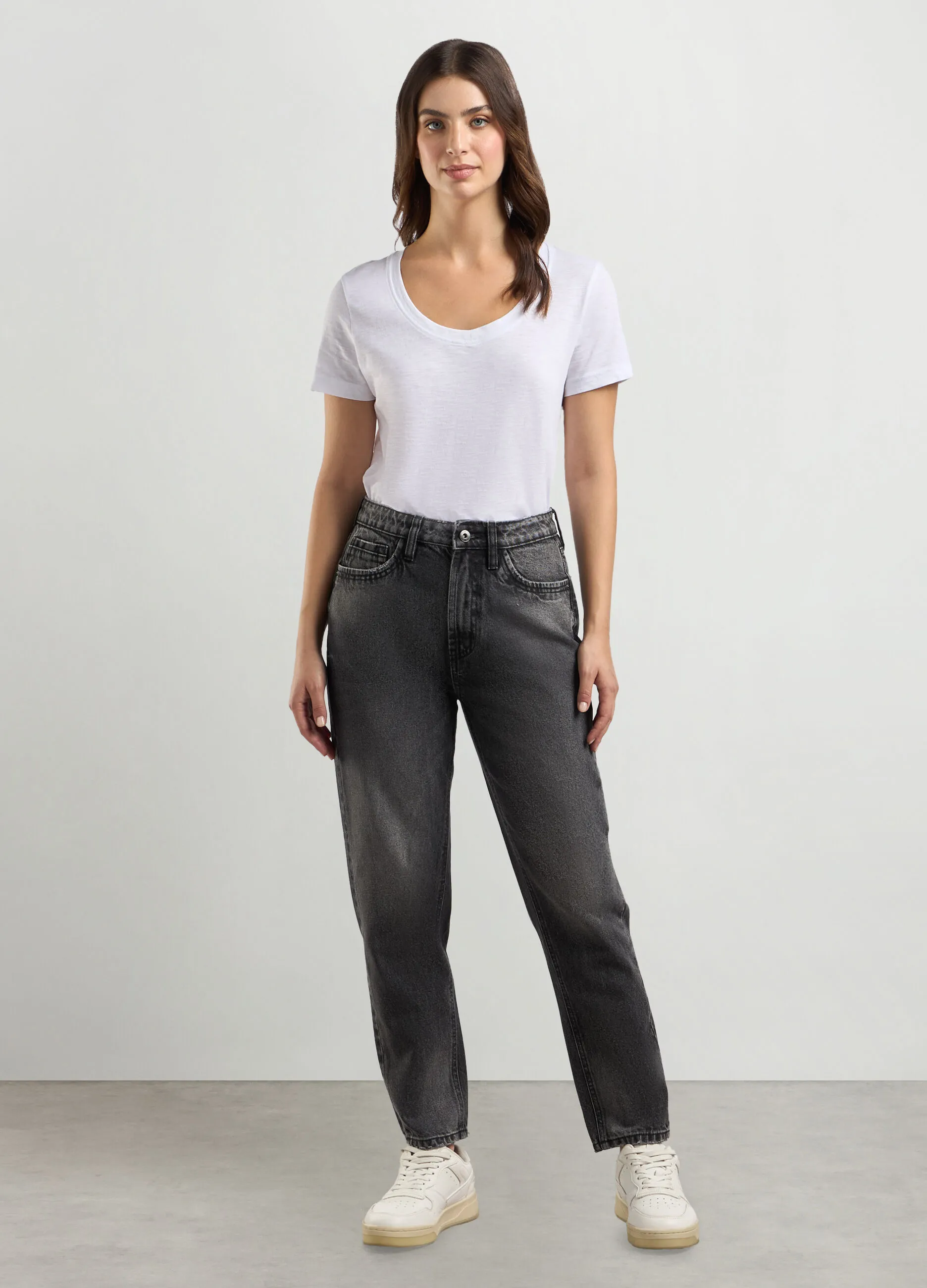 HOLISTIC  Pantaloni in denim di puro cotone mom fit donna