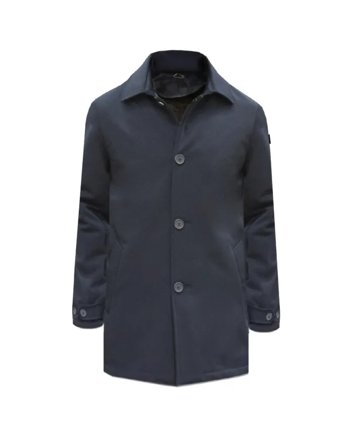 HOMEWARD Trench Uomo HWMC425 A-ES Giacca Imperemabile Sherpa Bottone Blu 01 NAVY