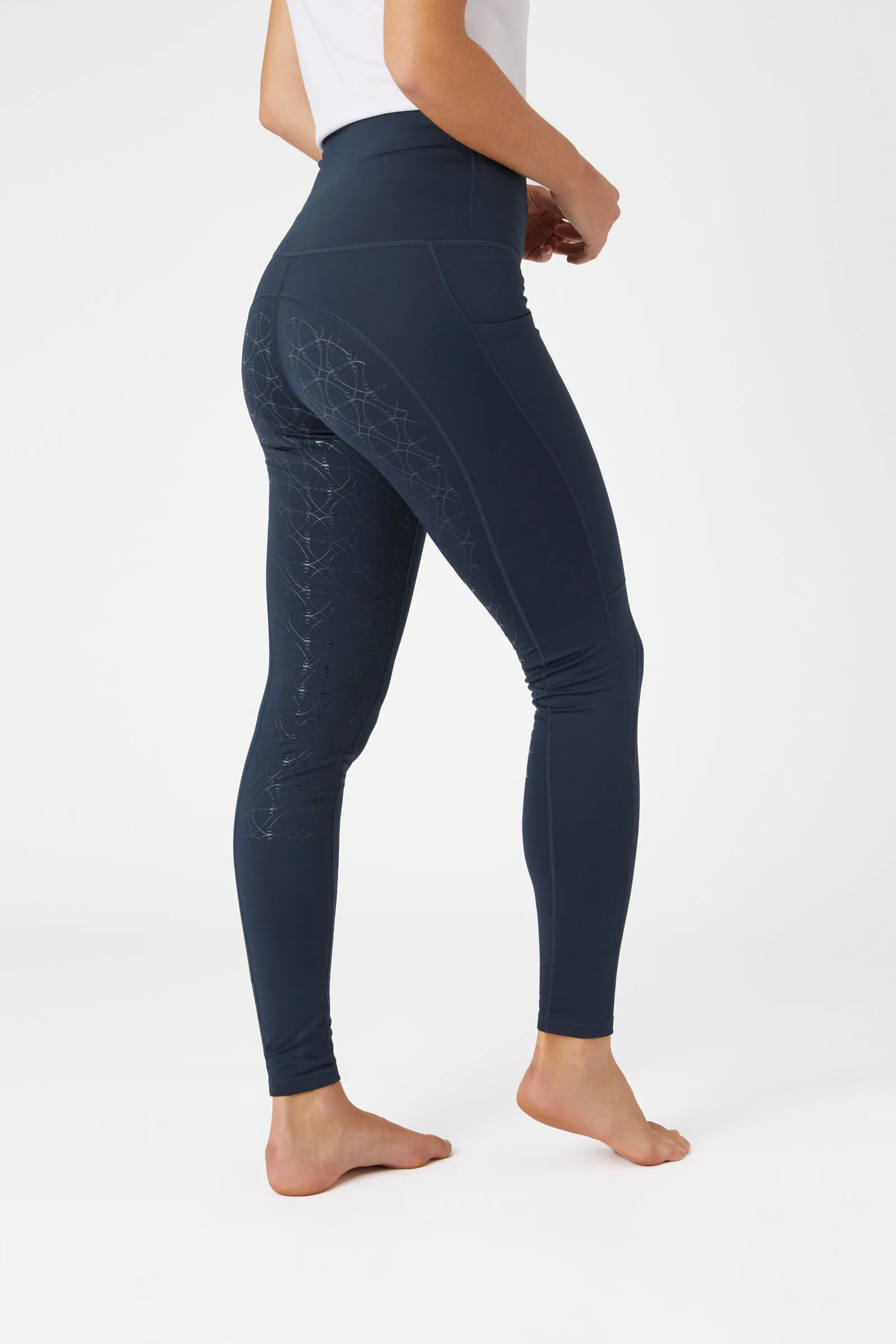 Horze Mette Leggins da equitazione termici con full seat e vita alta