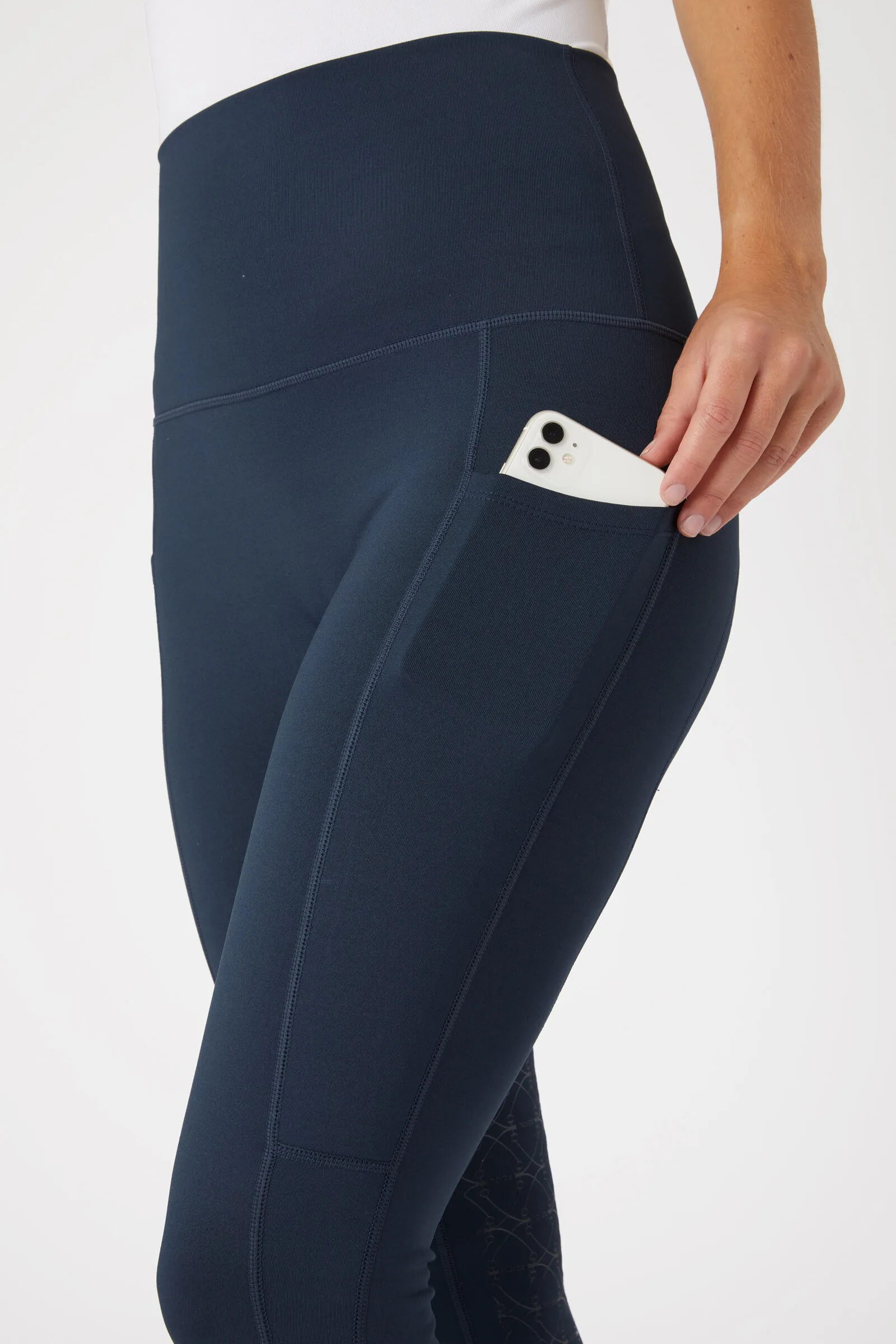 Horze Mette Leggins da equitazione termici con full seat e vita alta