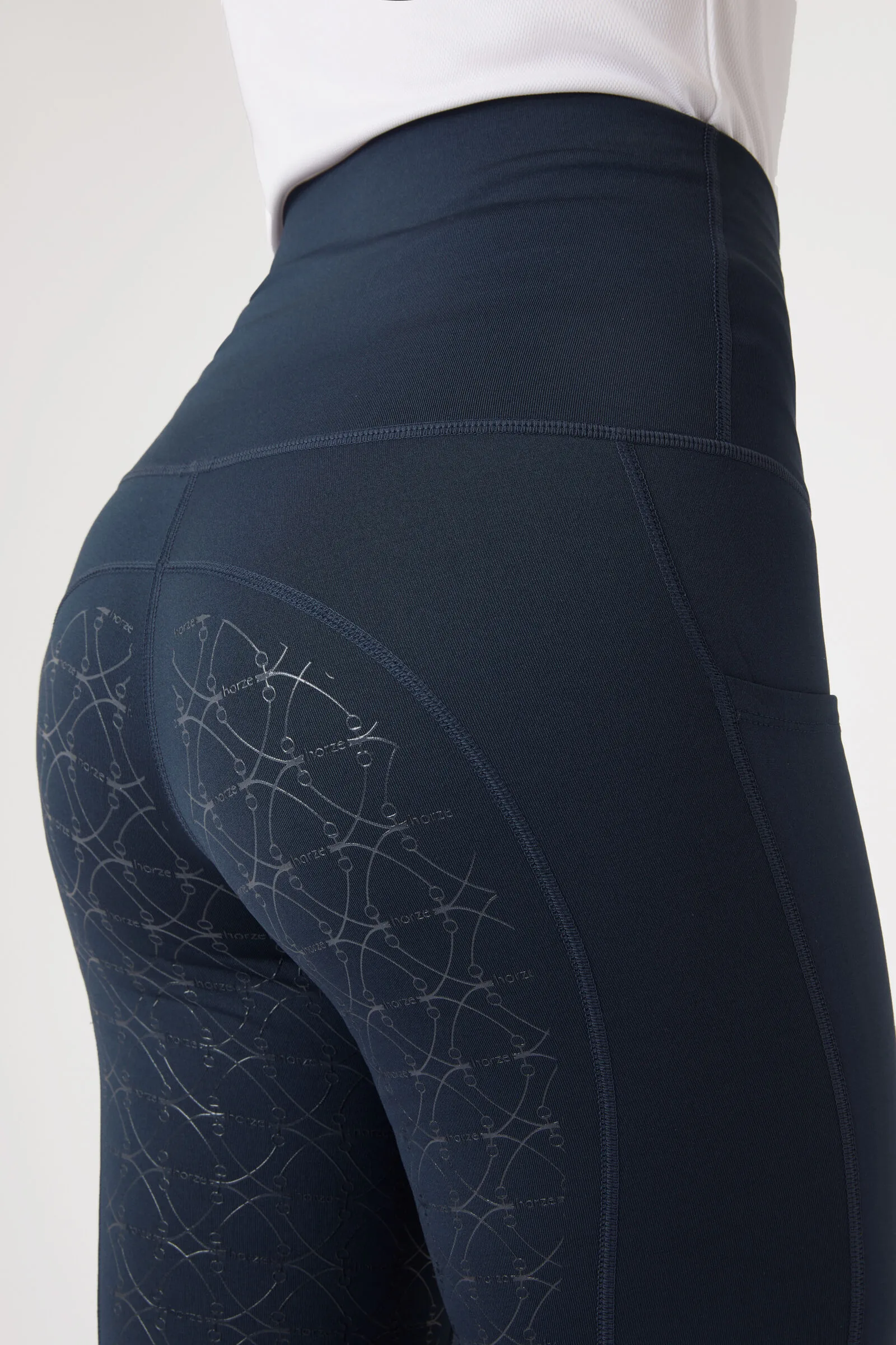 Horze Mette Leggins da equitazione termici con full seat e vita alta