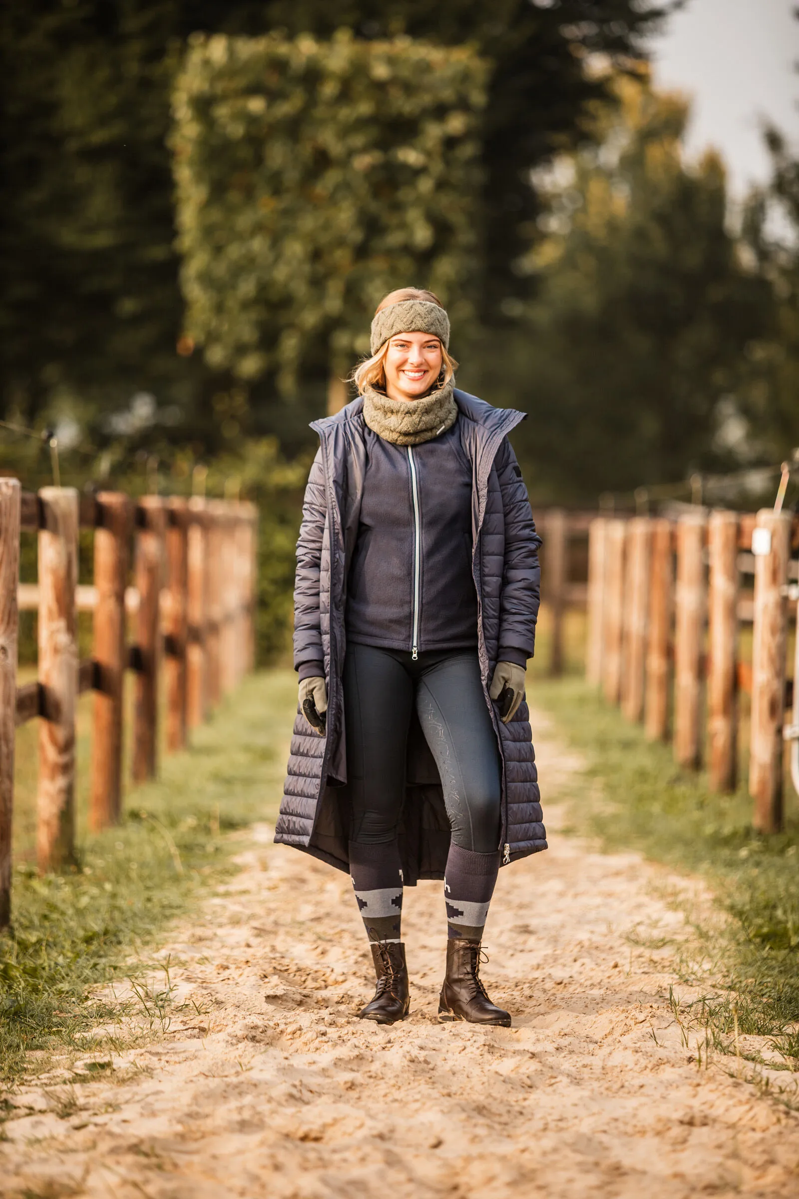Horze Mette Leggins da equitazione termici con full seat e vita alta