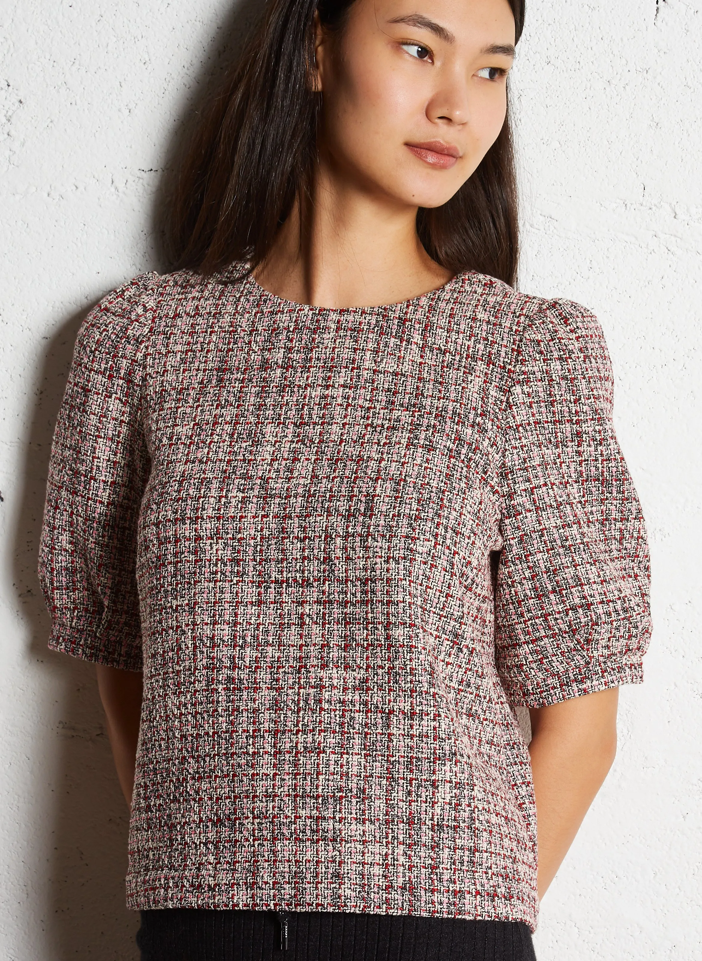  I CODE   Top dritto scollo tondo in misto cotone | Rosso