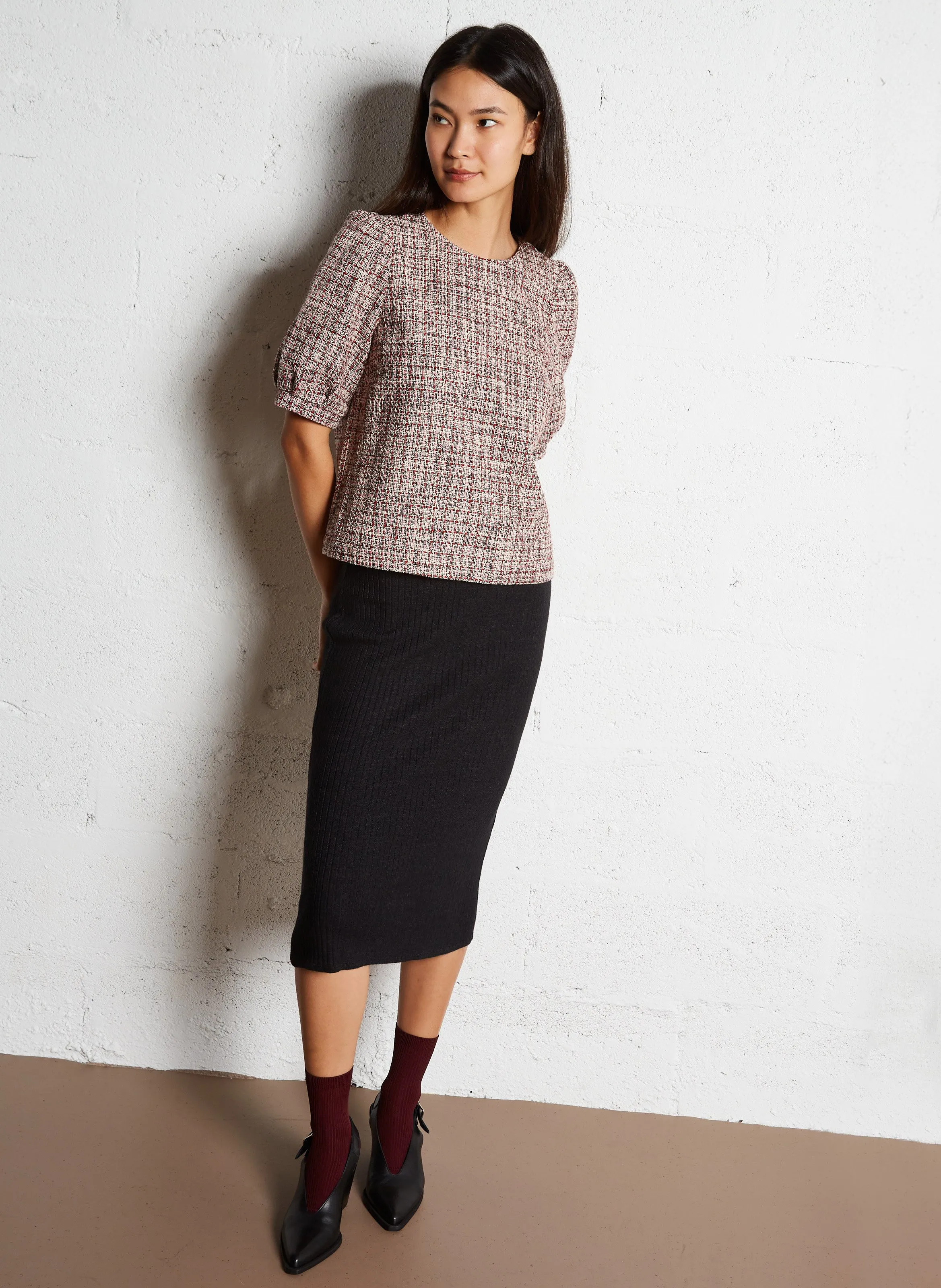  I CODE   Top dritto scollo tondo in misto cotone | Rosso