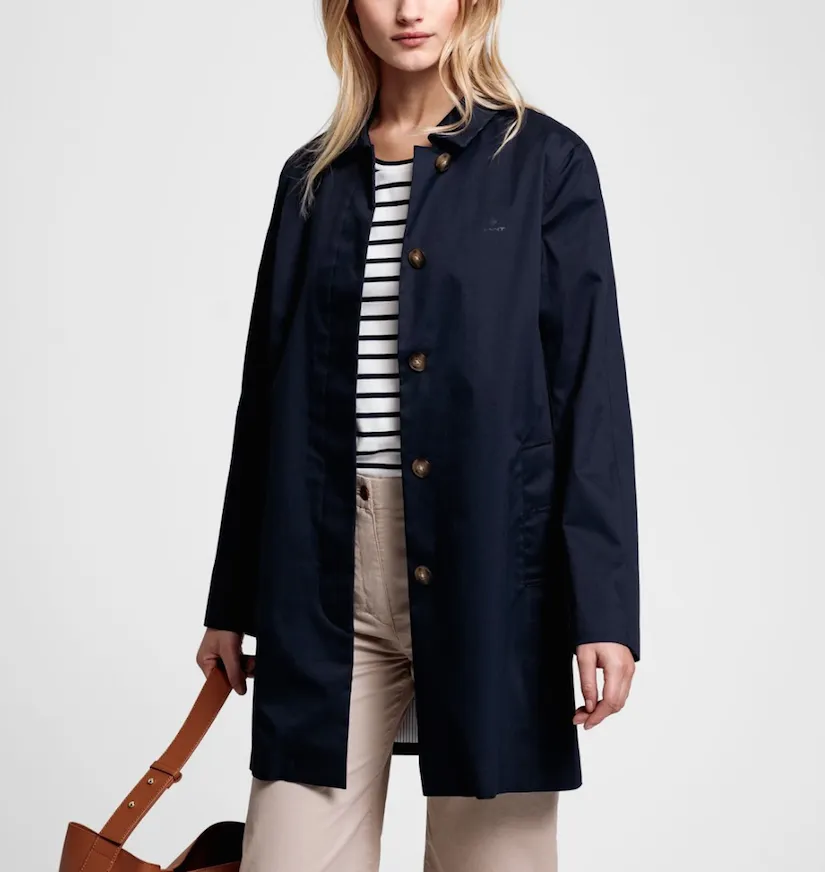 Impermeabile Gant donna blu tech prep con bottoni 4751018